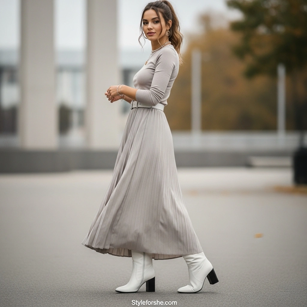 17 Stylish White Boot Outfits That Will Turn Heads