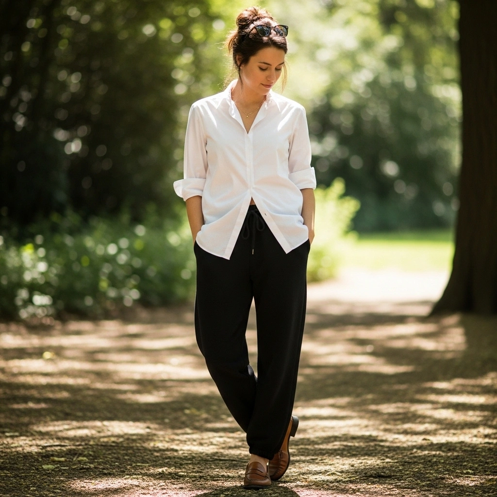 18 Chic Outfit Ideas for What to Wear with Black Sweatpants