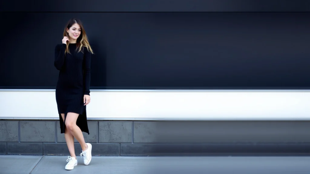 omnigen knit dress with light sneakers 1765384072350