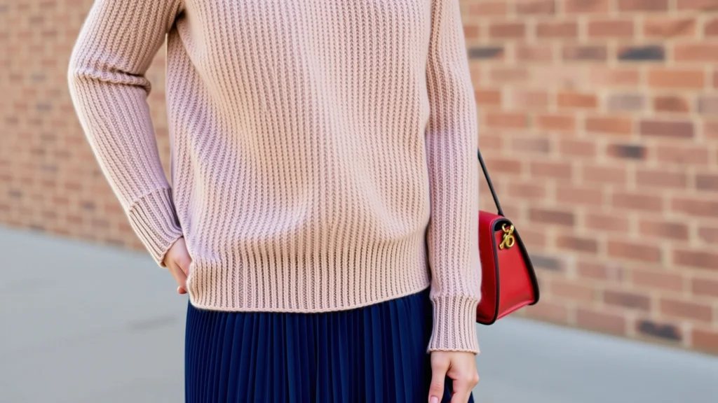 omnigen knit sweater with pleated midi 1765300989192