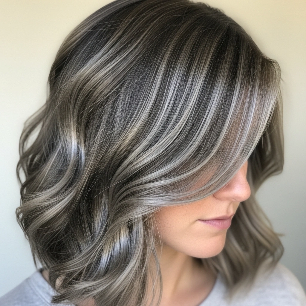 20 Beautiful Brown Hair with Silver Highlights for a Soft Dimensional Glow