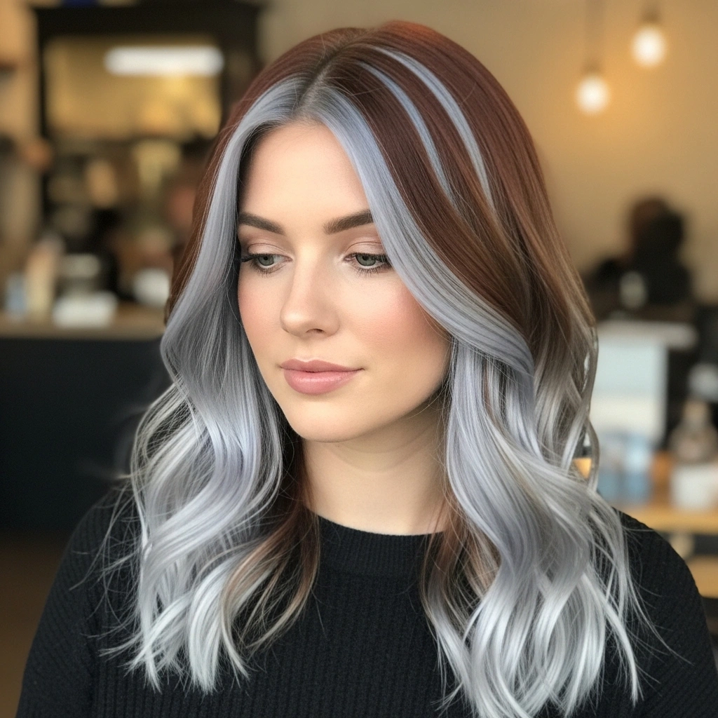 20 Beautiful Brown Hair with Silver Highlights for a Soft Dimensional Glow