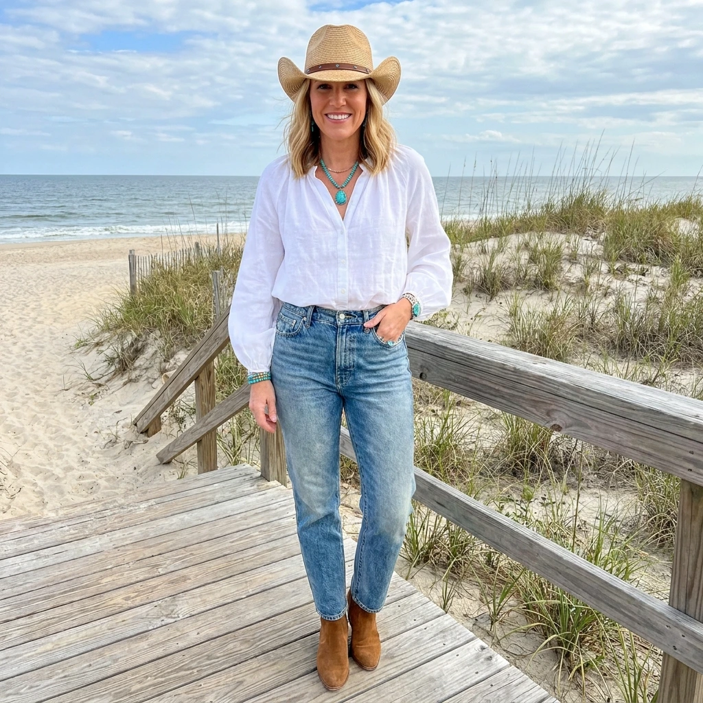 14 Coastal Cowgirl Outfit Ideas for Women Over 40