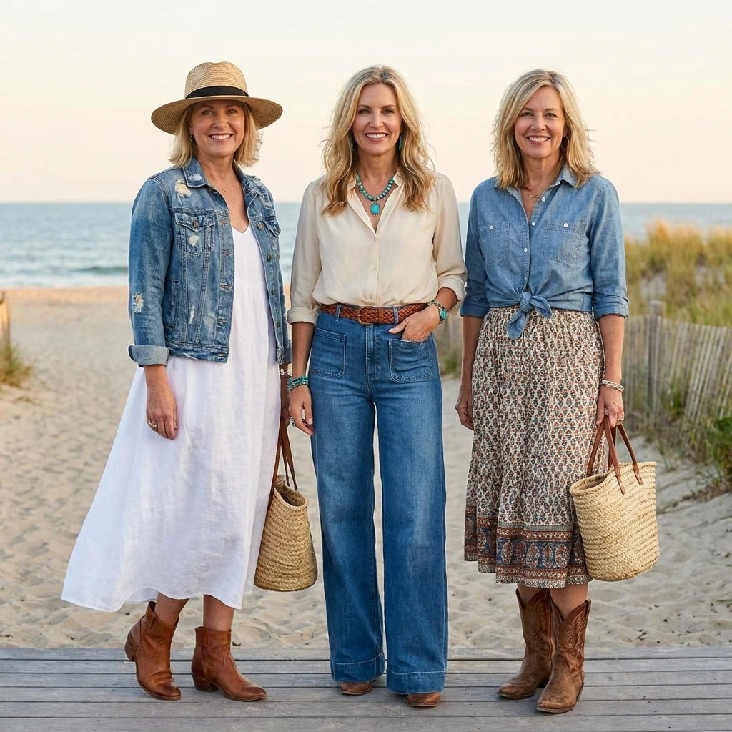 14 Coastal Cowgirl Outfit Ideas for Women Over 40