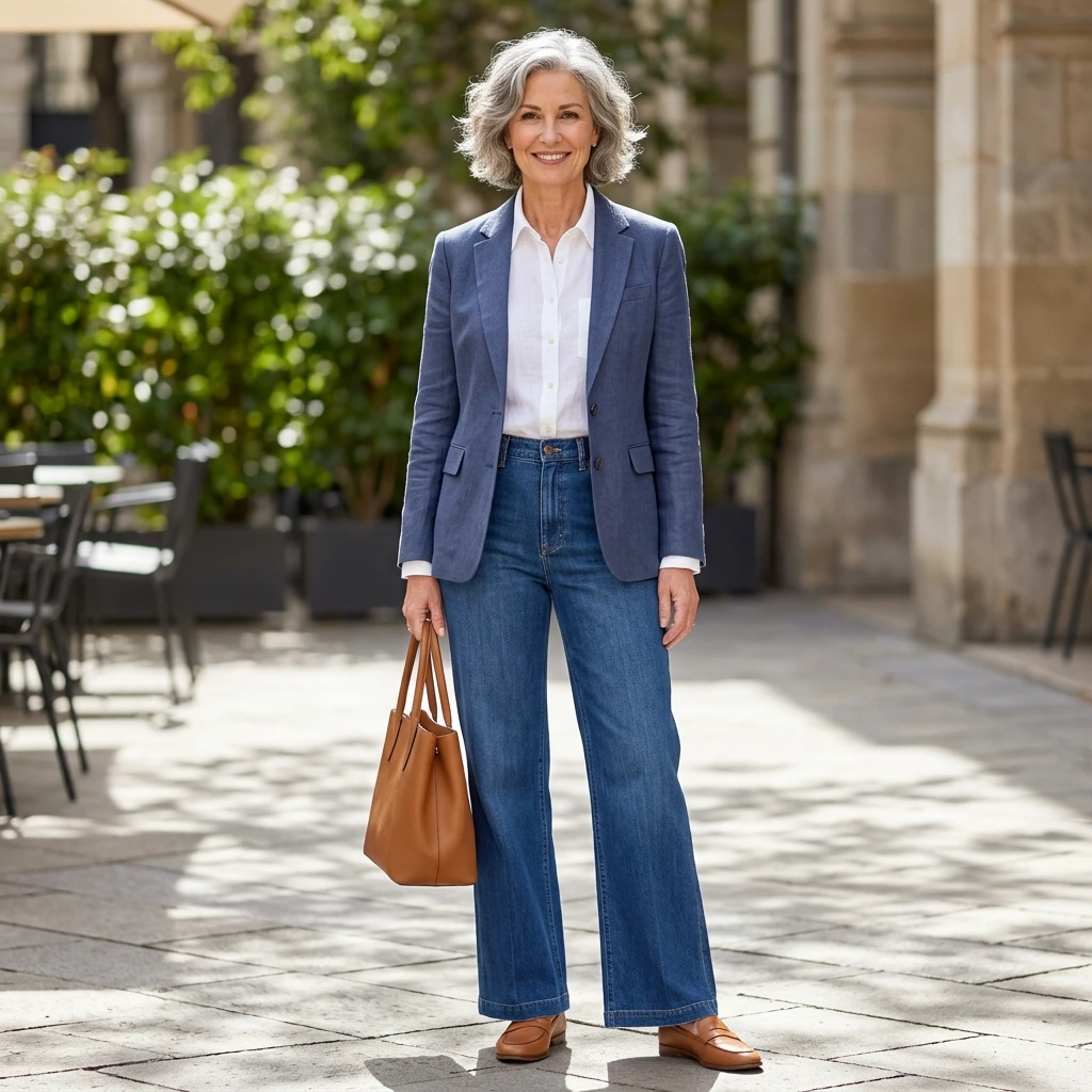 12 Wide Leg Jeans Outfit Ideas for Women Over 50