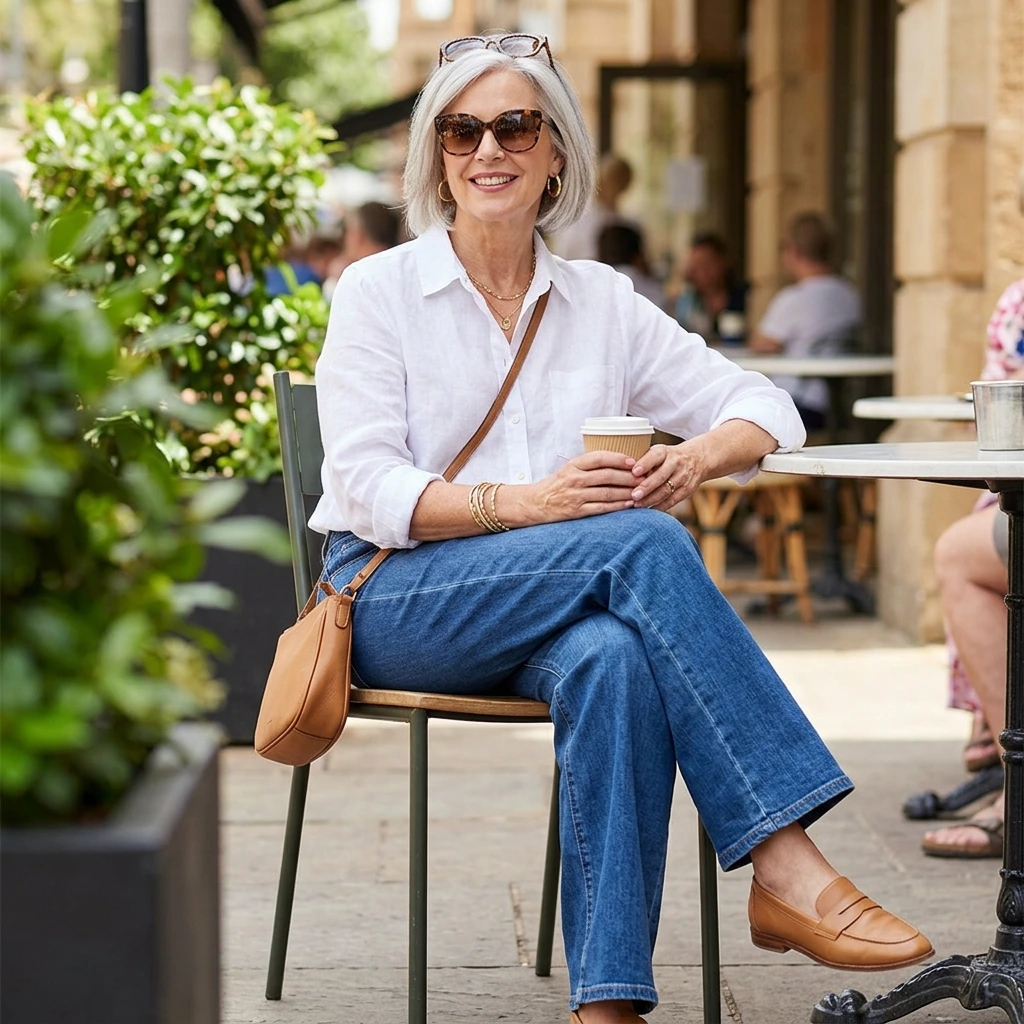 12 Wide Leg Jeans Outfit Ideas for Women Over 50