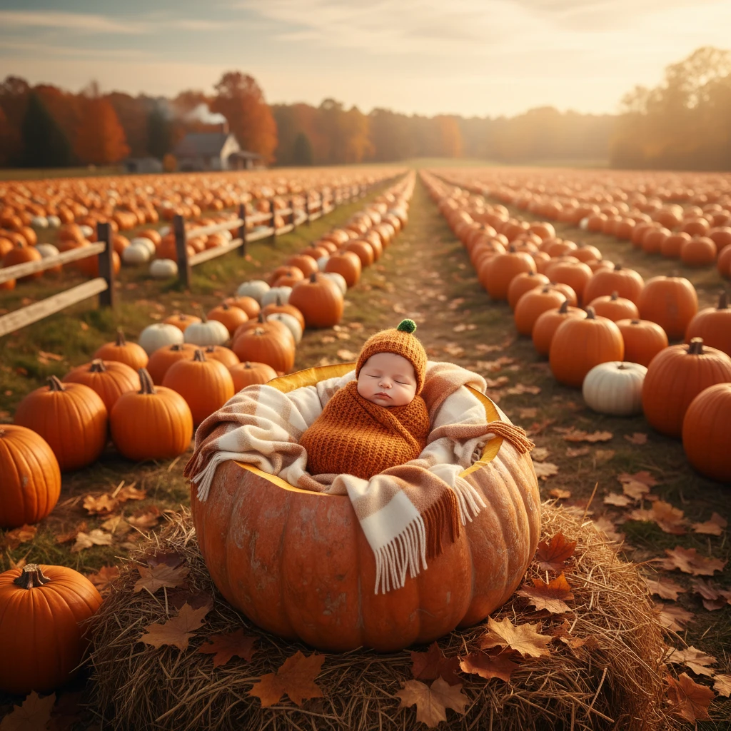 1 Pumpkin Patch Newborn Halloween Photoshoot Ideas