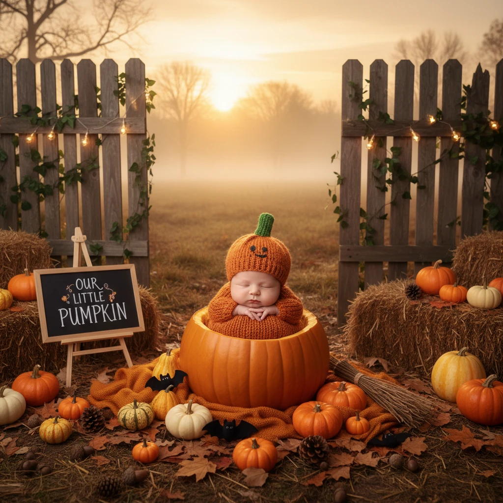2 Little Pumpkin Newborn Halloween Photoshoot Ideas
