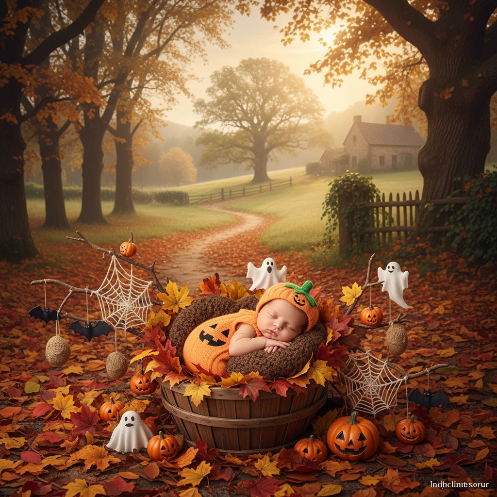 7 Fall Leaves Newborn Halloween Photoshoot Ideas