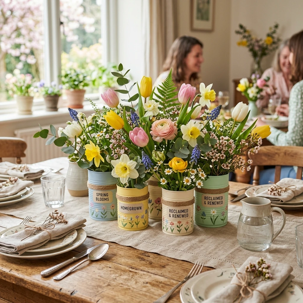 5 Sustainable Spring Styling: Upcycled Tin Can Centerpiece