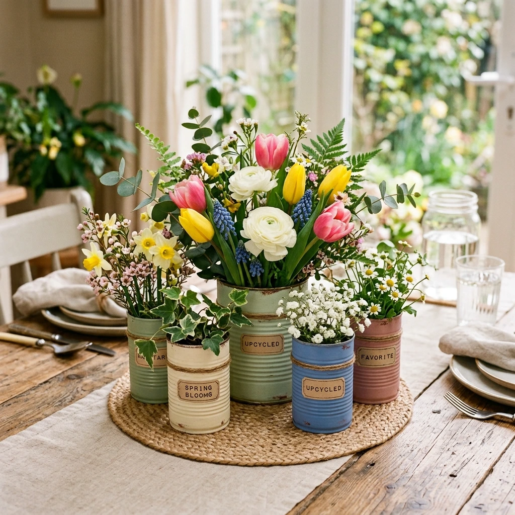 5 Sustainable Spring Styling: Upcycled Tin Can Centerpiece
