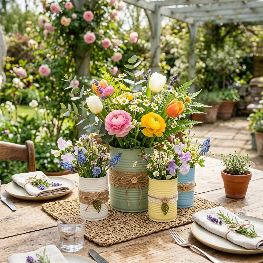 5 Sustainable Spring Styling: Upcycled Tin Can Centerpiece