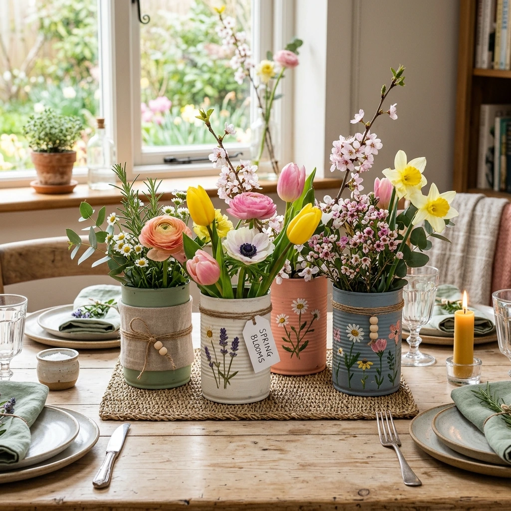 5 Sustainable Spring Styling: Upcycled Tin Can Centerpiece