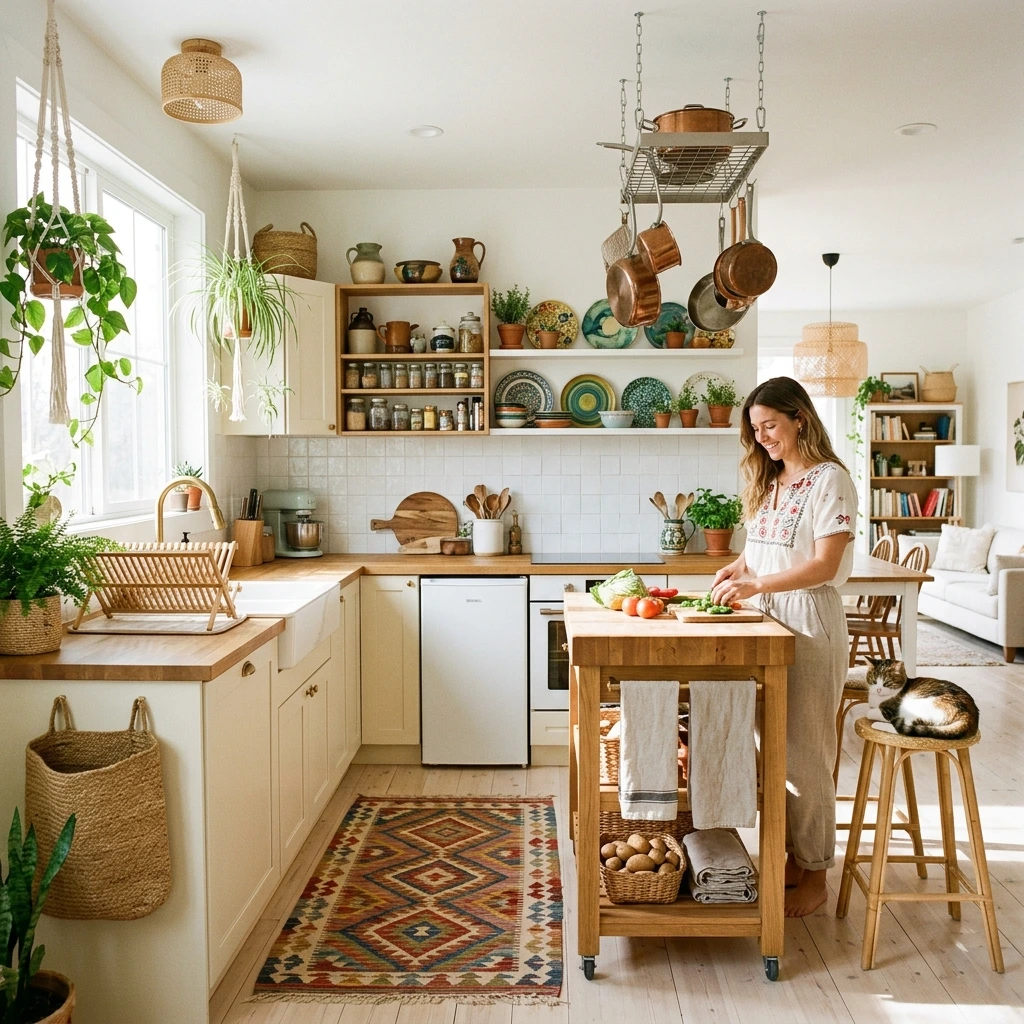 10 Genius Small Boho-Style Kitchens for Homeowners Who Secretly Hate Cramped Rooms