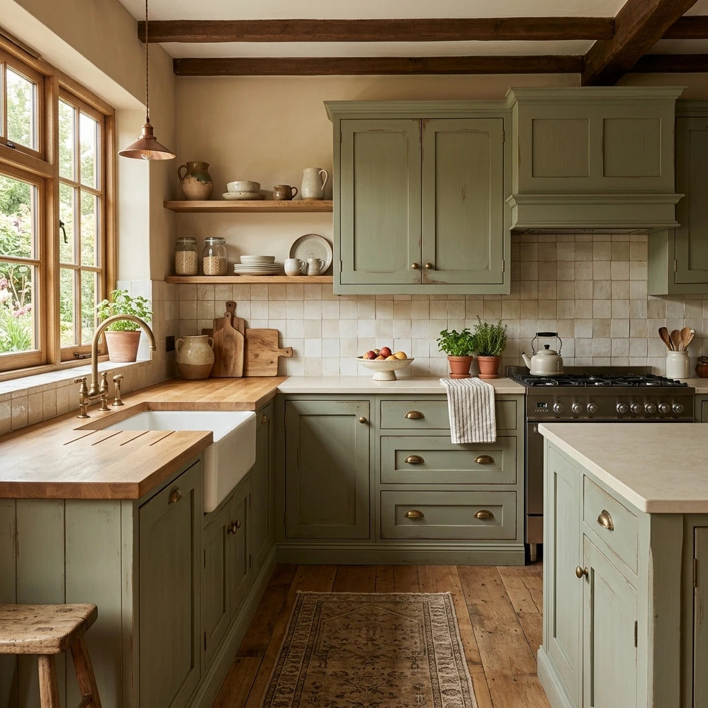 12 Rustic Sage Green Kitchen Cabinets for Warm Neutrals