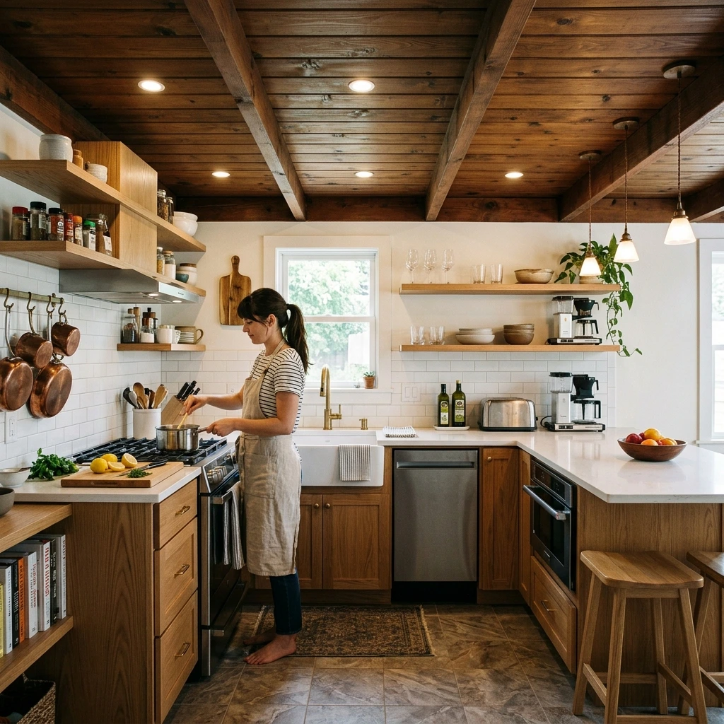 Wood Ceiling Kitchen Ideas: Compact Use in Kitchens
