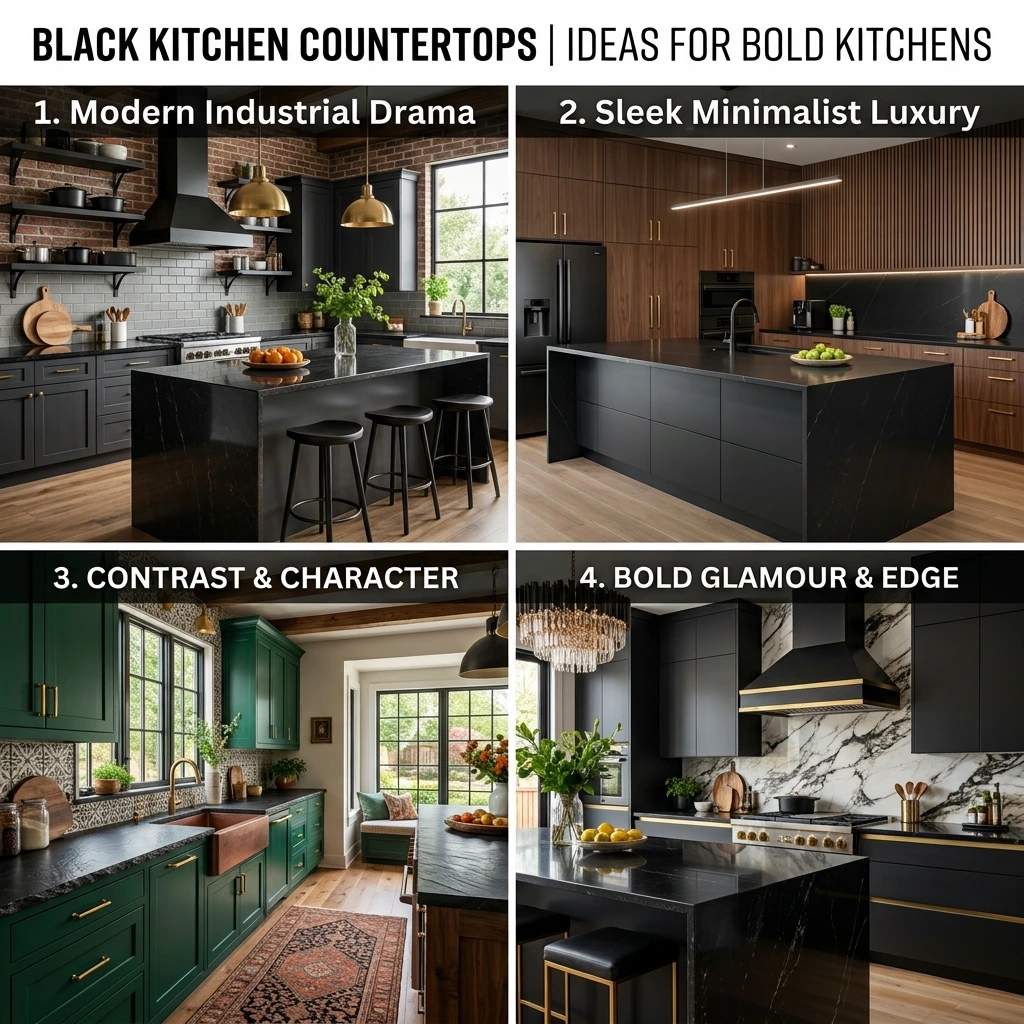 Black Kitchen Countertop Ideas for Bold Kitchens