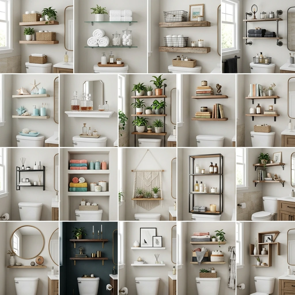 18 Bathroom Shelf Decor Ideas For Over The Toilet That Look Amazing