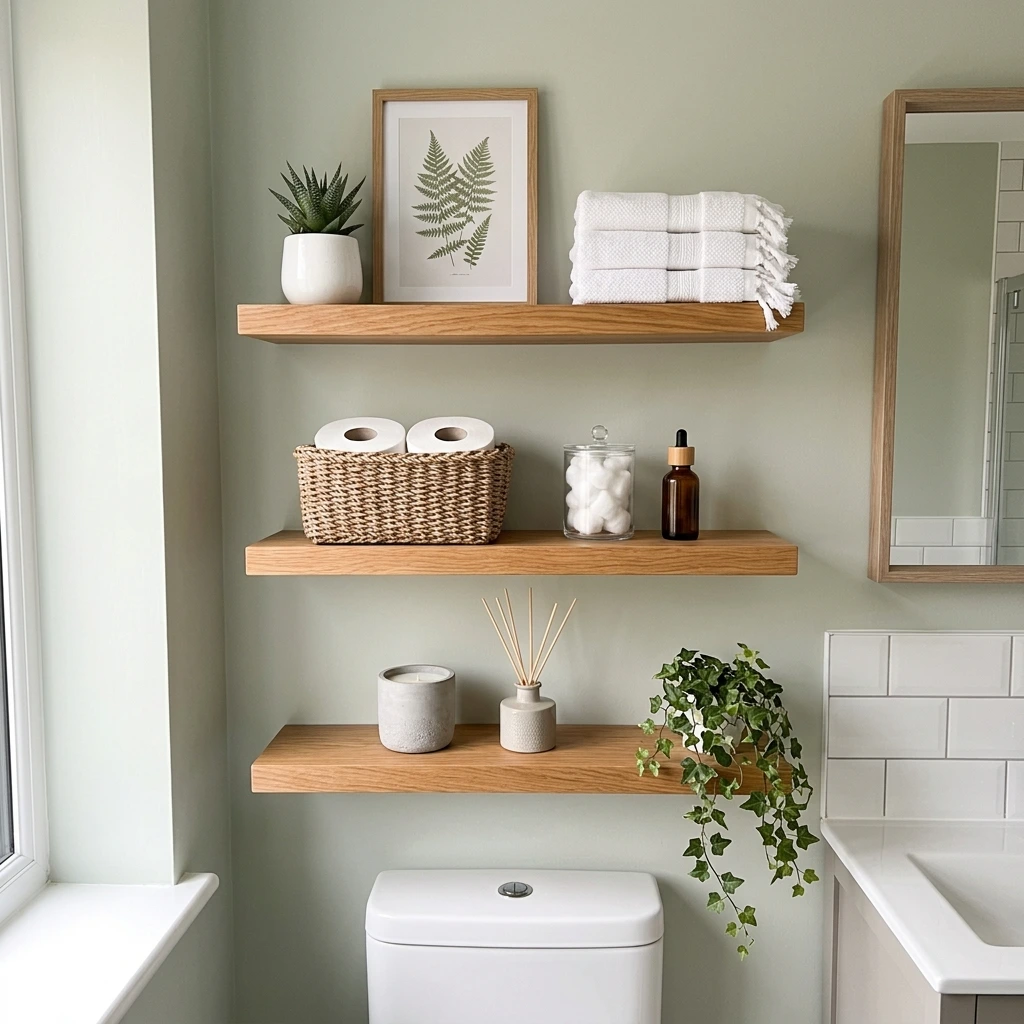18 Bathroom Shelf Decor Ideas For Over The Toilet That Look Amazing