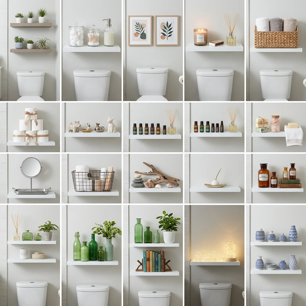 18 Bathroom Shelf Decor Ideas For Over The Toilet That Look Amazing