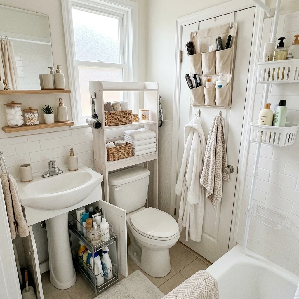 30 Best Organization Ideas For Small Bathrooms (That Create Tons of Storage Space)