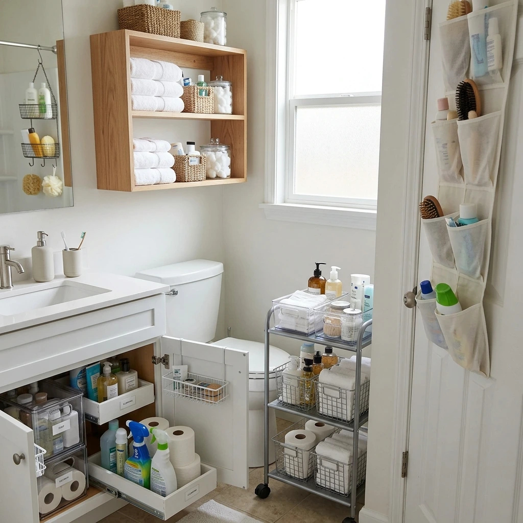 30 Best Organization Ideas For Small Bathrooms (That Create Tons of Storage Space)