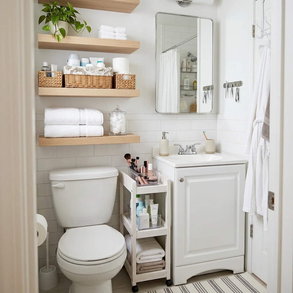 30 Best Organization Ideas For Small Bathrooms (That Create Tons of Storage Space)