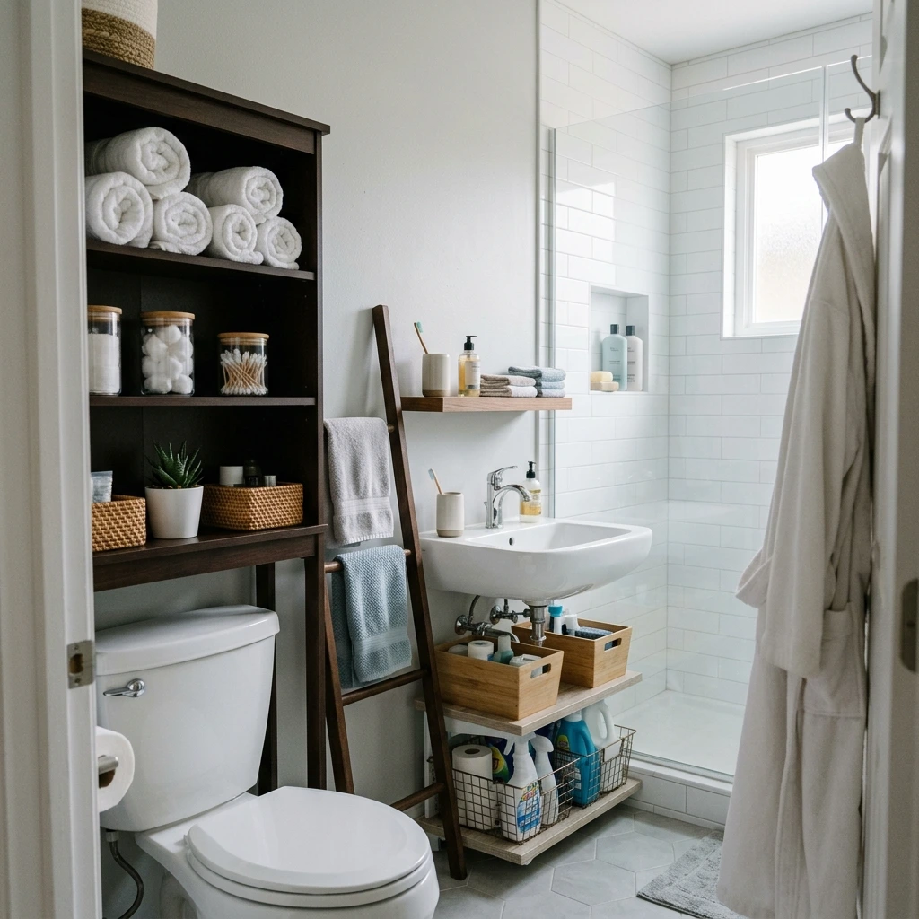 30 Best Organization Ideas For Small Bathrooms (That Create Tons of Storage Space)