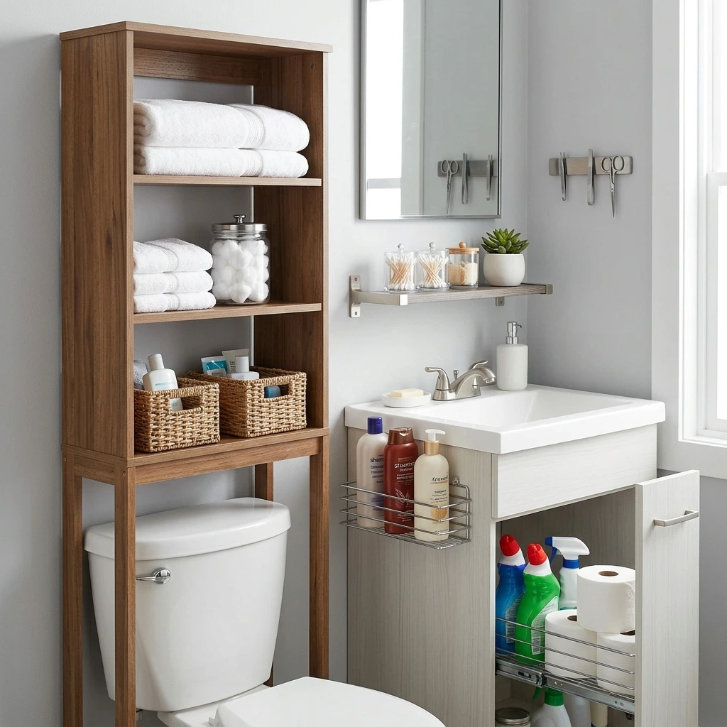 30 Best Organization Ideas For Small Bathrooms (That Create Tons of Storage Space)